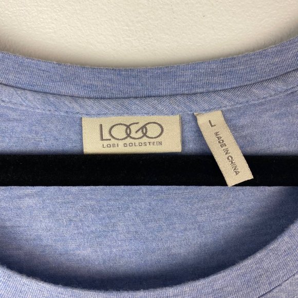 LOGO tunic blue size large‎ gray lace detail on the hem - Picture 3 of 4